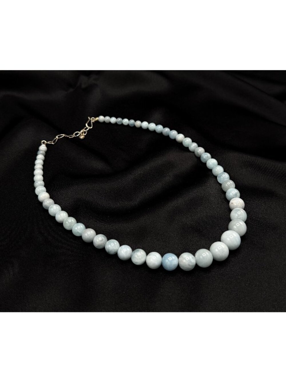 Jay King Mine Finds Aquamarine Beaded Necklace With Adjustable Silver Clasp